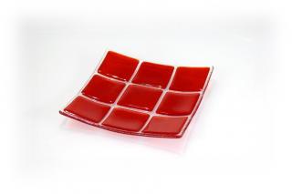 Skleněná miska KARO 15x15cm - červená