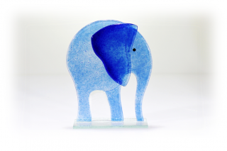 Skleněný dekorativní slon - světle modrý