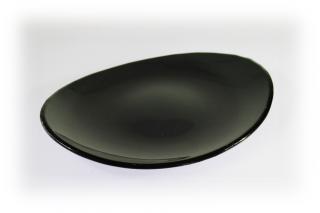 Skleněný oválný talíř OVAL ELLA tmavě šedý Rozměr: 30x23cm
