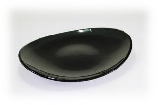 Skleněný oválný talíř OVAL ELLA tmavě šedý Rozměr: 34x26cm
