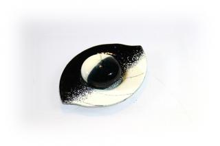 Skleněný svícínek LÍSTEK - černo-bílý Rozměr: 12x8,5cm