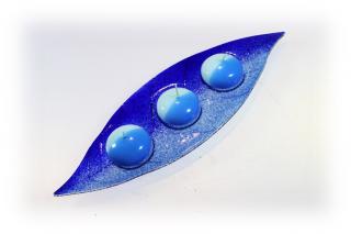 Skleněný svícínek LÍSTEK - modro-modrý Rozměr: 30x10cm