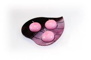 Skleněný svícínek LÍSTEK - růžovo-fialový Rozměr: 15x16cm