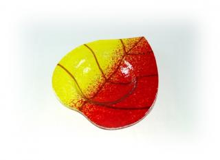 Skleněný svícínek LÍSTEK - žluto-červený Rozměr: 8x9cm