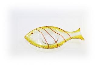 Skleněný svícínek rybička - FISH - ambrová Rozměr: 17x8cm