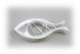 Skleněný svícínek rybička - FISH - bílá Rozměr: 17x8cm