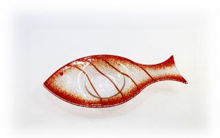Skleněný svícínek rybička - FISH - červená Rozměr: 17x8cm