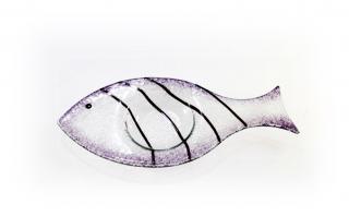 Skleněný svícínek rybička - FISH - fialová Rozměr: 17x8cm