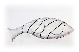 Skleněný svícínek rybička - FISH - fialová Rozměr: 23x9cm