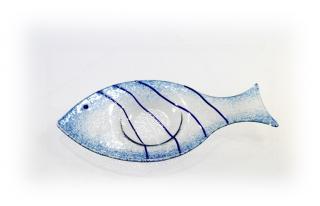 Skleněný svícínek rybička - FISH - modrá Rozměr: 17x8cm