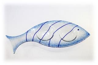 Skleněný svícínek rybička - FISH - modrá Rozměr: 23x9cm