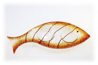 Skleněný svícínek rybička - FISH - oranžová Rozměr: 23x9cm