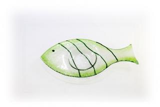 Skleněný svícínek rybička - FISH - zelená Rozměr: 17x8cm