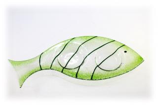 Skleněný svícínek rybička - FISH - zelená Rozměr: 23x9cm
