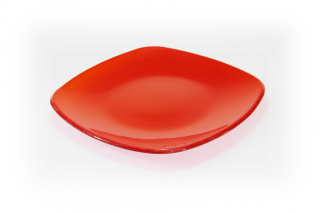 Skleněný talíř ATA - červený Rozměr: 20x20cm