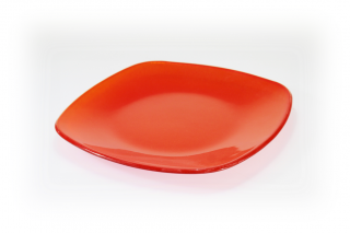 Skleněný talíř ATA - červený Rozměr: 27x27cm