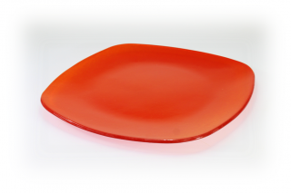 Skleněný talíř ATA - červený Rozměr: 32x32cm