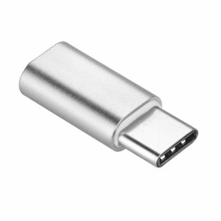 Adaptér nabíjení Micro USB - typ USB C [PA-30] stříbrný