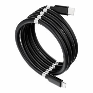 Kabel Typ C pro iPhone Lightning 8-pin Power Delivery PD18W magneticky rolovaný 3A C673 černý 1 metr