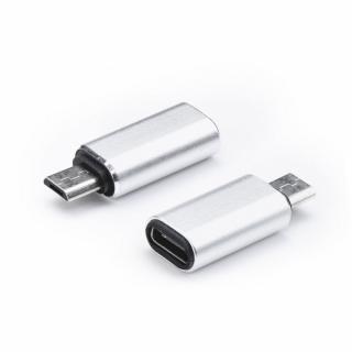 Nabíjecí adaptér typu C na Micro USB stříbrný