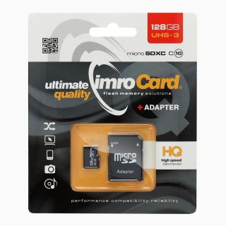 Paměťová karta IMRO microSD 128GB CLASS 10 UHS 3 100MB/s + adapter SD