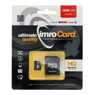 Paměťová karta IMRO microSD 128GB Class 10 UHS + adaptér SD (Blister)
