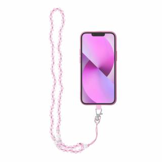 Šňůrka na mobil CRYSTAL DIAMOND na telefon / délka 74cm (37cm ve smyčce) / na krk - světle růžová