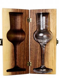 Luxusní dřevené pouzdro se skleničkou - Ořešák s barevným přechodem