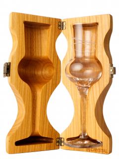 Luxusní dřevené pouzdro se skleničkou - Tvarovaná třešeň