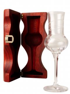 Luxusní dřevené pouzdro se skleničkou - Tvarovaný Africký padouk