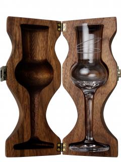 Luxusní dřevené pouzdro se skleničkou - Tvarovaný Ořešák