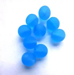 korálek mačkaný, 8 mm sv. modrý matný