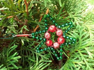 vánoční hvězda zdobené perličky zelená