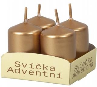 Svíčka adventní metalická lesklá 4x6cm - měděná (4ks)