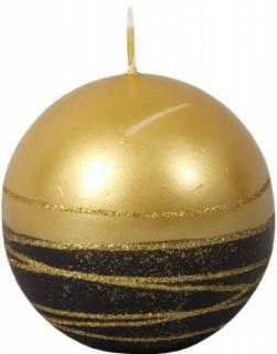 Svíčka Lumina Gold koule - černá/zlatá