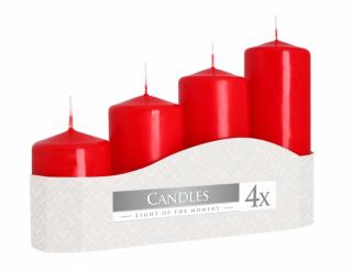 Svíčky adventní STUPŇOVITÉ matné d5x7,9,11,13cm 4ks - červená