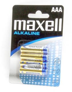 Alkalické baterie AAA mikrotužkové maxell 4ks