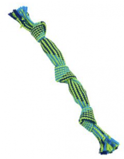 Hračka pes BUSTER Pískací lano, modrá/zelená, 35cm