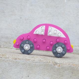 Kolíková vkládačka - auto růžové