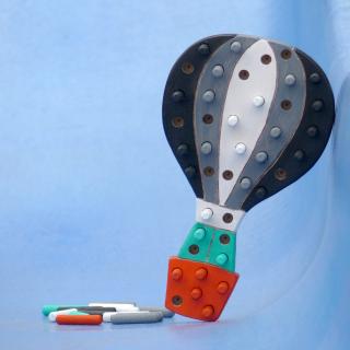 Kolíková vkládačka - horkovzdušný balón (b/w)