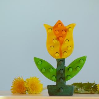 Kolíková vkládačka - tulipán žlutý