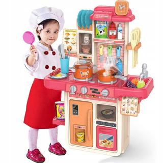 Dětská mini kuchyňka se zvuky a párou Little Chef- růžová