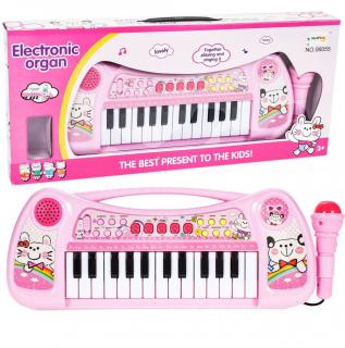 Dětské elektronické klávesy s mikrofonem Music Station růžové