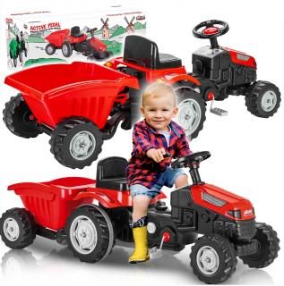 Dětský šlapací traktor s vlečkou Active Pedal červený