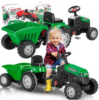 Dětský šlapací traktor s vlečkou Active Pedal zelený