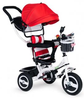 Ecotoys dětská tříkolka s otočným sedadlem červená - gumová kola