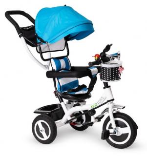Ecotoys dětská tříkolka s otočným sedadlem modrá - gumová kola