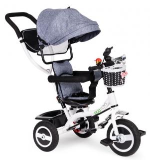 Ecotoys dětská tříkolka s otočným sedadlem šedá - gumová kola