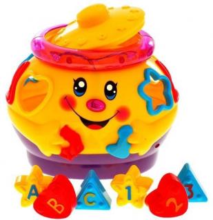 Majlo Toys multifunkční  interaktivní kotlík s vkládačkou Funny Pot žlutý