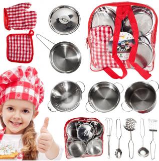 Sada dětského kovového nádobí  v batůžku 12 součástí Kitchen Backpack